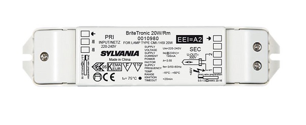 Sylvania 0010980 Britetronic HID CDM 20W evsa opbouwmodel met trekontasting