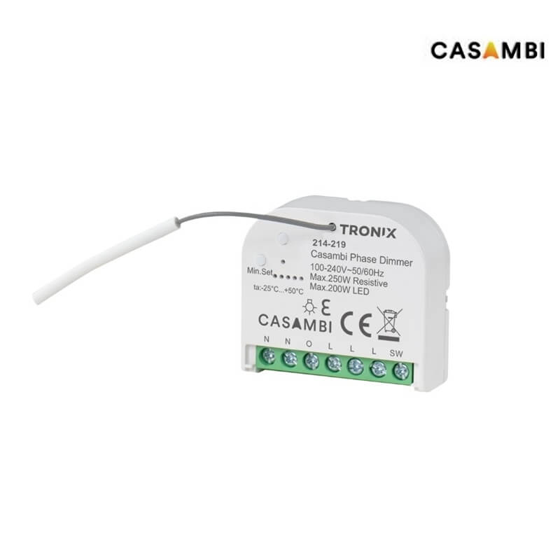 Tronix 214-219 dimmer Casambi en drukknop 200W inbouw zonder trekontlasting