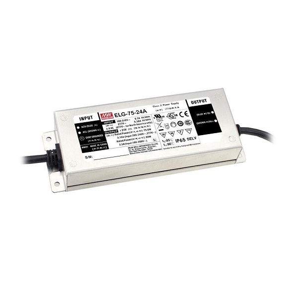 Mean Well ELG-75-12DA-3Y LED voeding 12V DC 75W IP67 met gestripte draden voor in- en uitgang Dali dimbaar