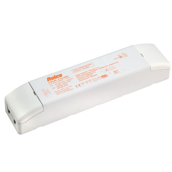 Relco PTDCD/100 LED voeding 12V 60W 24V 100W DC omschakelbaar dimbaar met externe drukknop, potmeter of 1-10V