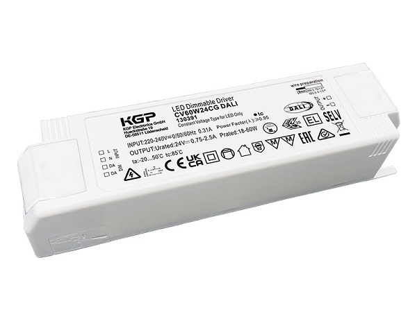 KGP CV60W24CG DALI LED voeding 24V DC 60W Dali 2 compact opbouw met trekontlasting