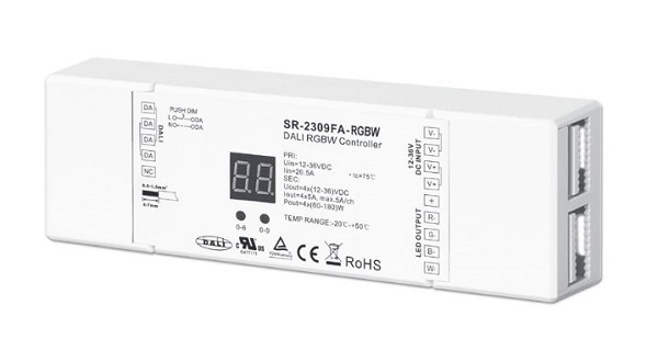 TCI 181212 SR-2309 FA RGWB LED controller 4 kanalen RGBW 12V-36V 4x5A dimbaar Dali DT8