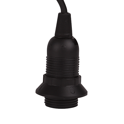 FL VMvS H03VV-F 2x0,75 rond zwart met E14 lamphouder en schroefring met gestripte uiteinden lengte 2,0m