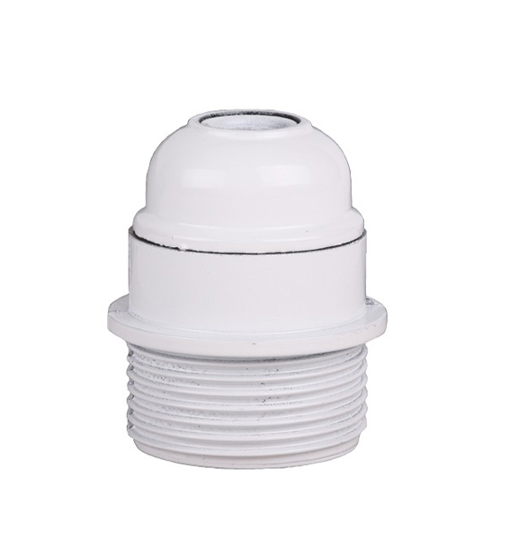Lamphouder E27 M10x1 bakeliet flens halfhoog met buitendraad wit