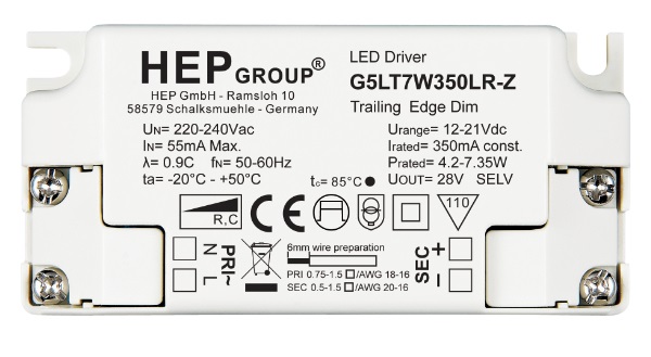 HEP G5LT7W150LR-Z 150mA 4,5-6,3W LEDdriver dimbaar opbouw met trekontlasting