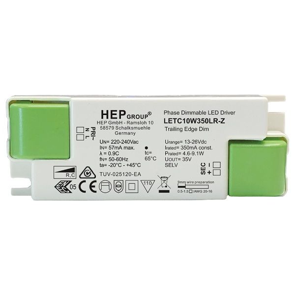 HEP LETC10W500LR-Z 500mA 6-10,5W LEDdriver dimbaar opbouw met trekontlasting