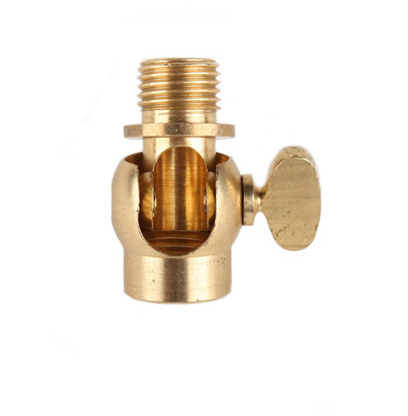 FL kniegewricht M10x1 bi/bu 16mm kogel 90° kant vleugelschroef  messing