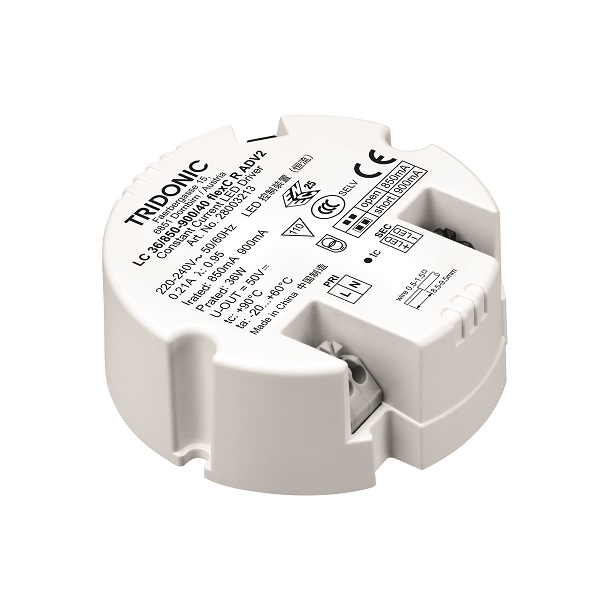 Tridonic 28003212 LEDdriver LC 32W 700mA +  800mA flexC R ADV2 niet dimbaar inbouw rond