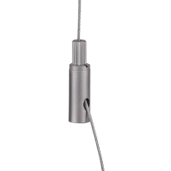 Verstelbus M4 inwendig voor 1,2 - 1,5mm staaldraad met borging chroom mat 



