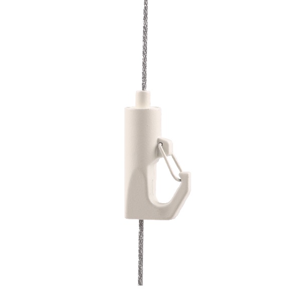 Firstlight gripper white with snap hook for steel wire 0,8-1,5mm