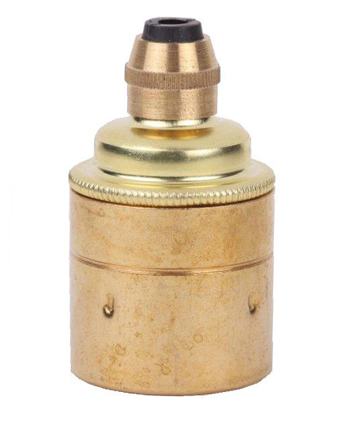 S. Lilley & Son 7600E lamphouder E27 met vaste trekontlasting en aarde glad messing
