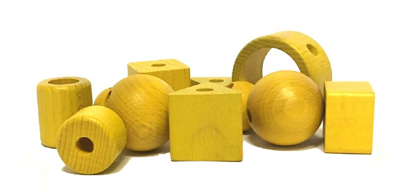 Kralenset voor stofkabel 11 delig hout geel