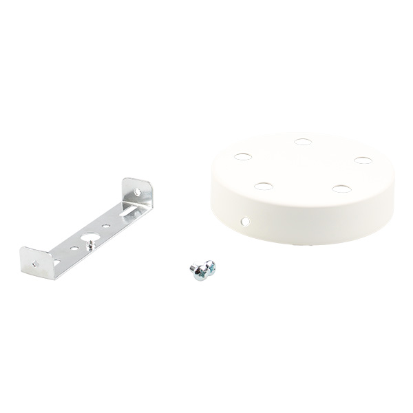 FL plafondkap staal 100x23,5mm 5 gaten 10,3mm met beugel wit mat