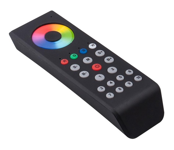 Lupa Pro RGBW RF afstandsbediening (zonder 3 x batterij potloodcel AAA) 
Met 1 afstandsbediening kunnen 10 zones onafhankelijk van elkaar of samen in 1 groep aangestuurd worden. Per zone is een ontvanger nodig.
Elke zone is instelbaar in 10 stappen, de snelheid van elke scene is in 8 stappen (4-256 sec.).