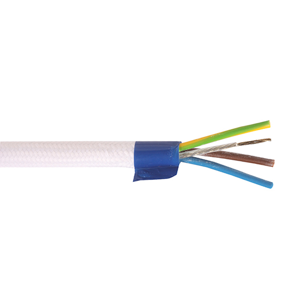 FL stofkabel 3x0,75mm2 mat met staaldraad wit