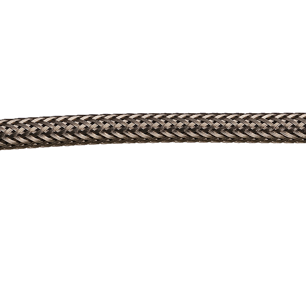 Kabel 2x0,75mm2 per meter met decoratieve metaalkleurige mantel fijn geweven en zwarte binnenkabel
