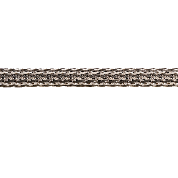 Kabel 2x0,75mm2 per meter met decoratieve metaalkleurige mantel grof geweven en zwarte binnenkabel

