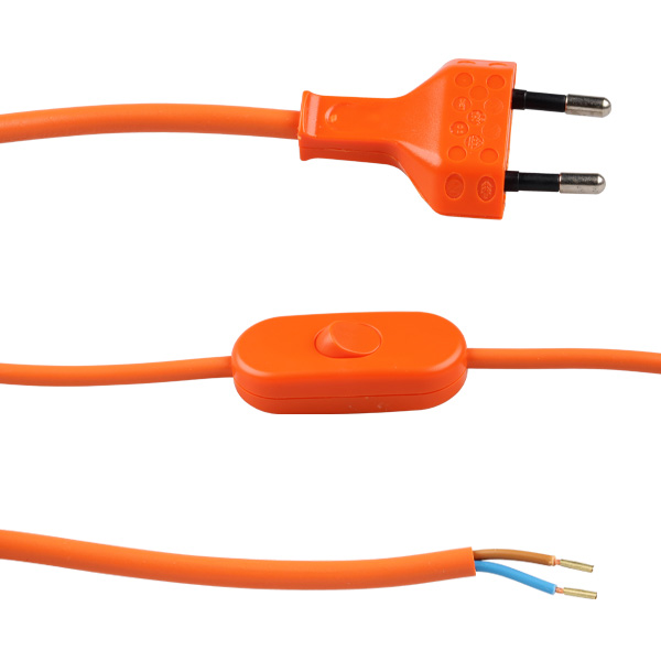 Eurosnoer met snoerschakelaar 2x0,75mm2 2,0m oranje