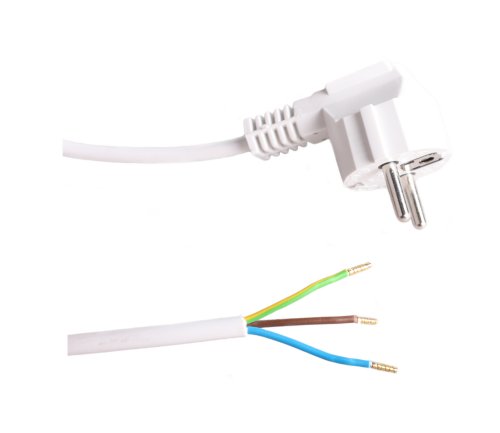 HK aansluitsnoer haakse stekker 3x0,75mm2 1,5m wit