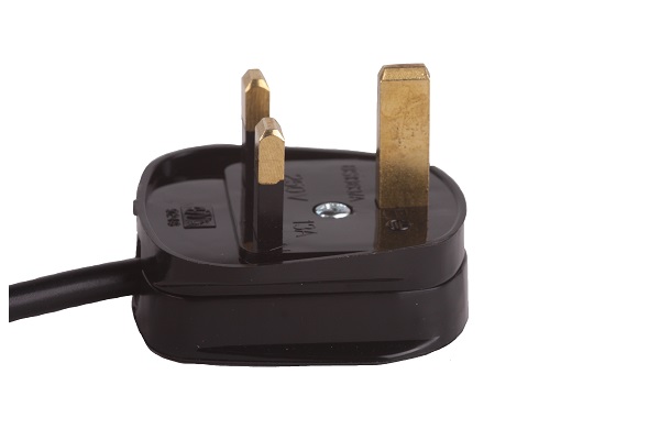 FL aansluitsnoer met haakse Engelse UK GB stekker 3A VMvS H03VV-F 3x0,75mm2 2,0m zwart
