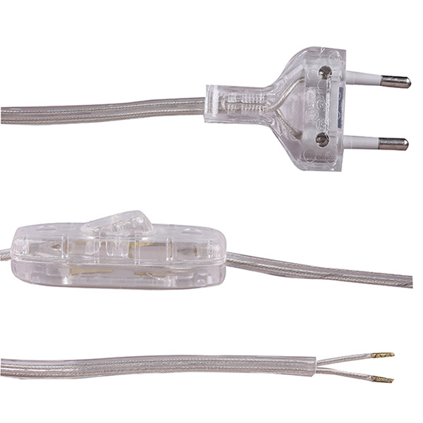 Eurosnoer met snoerschakelaar 2x0,75mm2 3,0m transparant