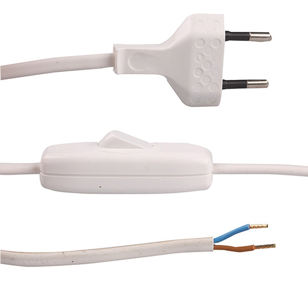 Eurosnoer met snoerschakelaar 2x0,75mm2 2,0m wit