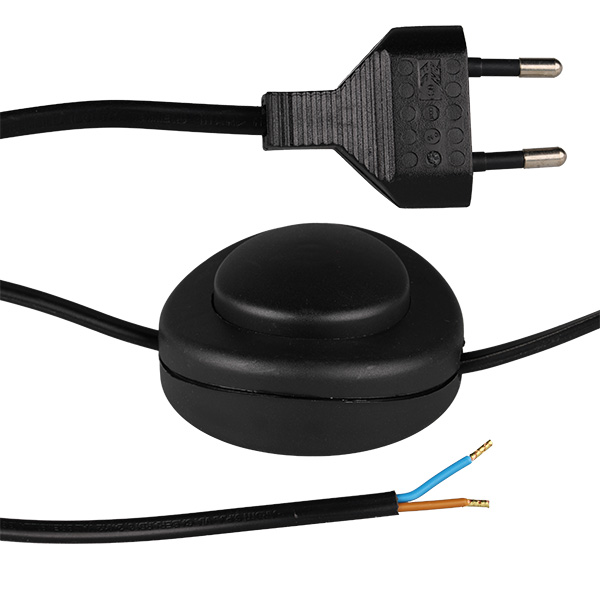 Eurosnoer met Arditi 022569 vloerschakelaar 2x0,75mm2 3,80m zwart