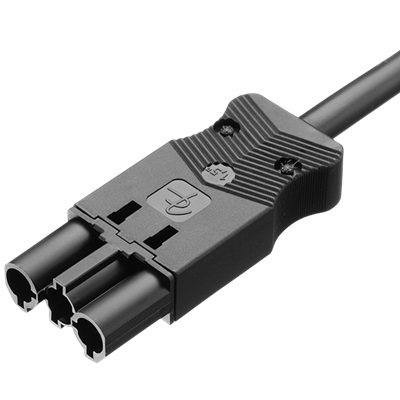 Adels Contact AC 166G aansluitsnoer met platte 3 polige stekker male 2,0m 3x0,75mm2 Eca zwart