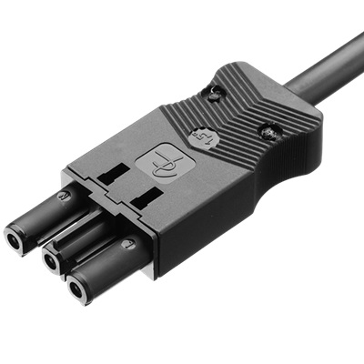 Adels Contact AC 166G aansluitsnoer met platte 3 polige stekker female 4,0m 3x1,5mm2 Eca zwart