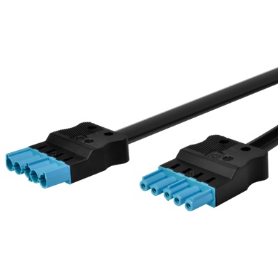 Adels Contact AC166 VLCG/515 300 DALI koppelsnoer met platte 5 polige stekkers 3,0m 5x1,5mm2 zwart Eca met pastelkleurige connectoren