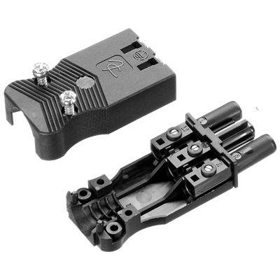 Adels 3 polige platte stekker 1,5mm2 schroefuitvoering zwart plat female
