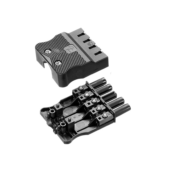 Adels 5 polige platte stekker 1,5mm2 schroefuitvoering zwart plat female