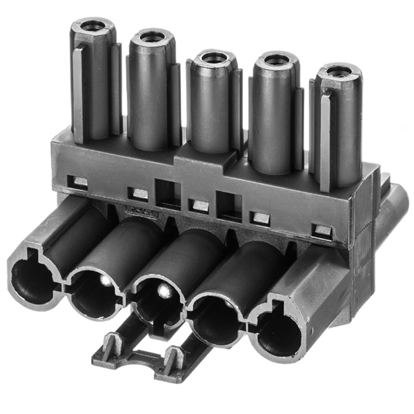 Adels Contact AC166 GTV 3/5 T-splitter 1 in 2 uit zwart met vergrendeling voor platte 5 polige connectoren