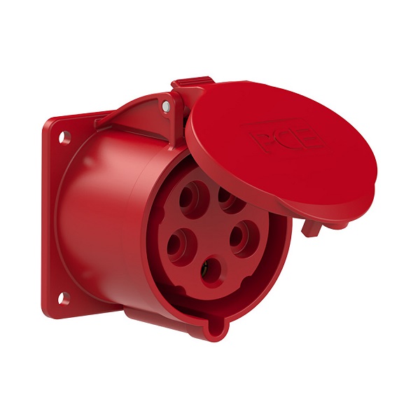 PCE 325-6F7V CEE wcd wandcontactdoos inbouw 32A 5p 400V 75x75mm recht IP44