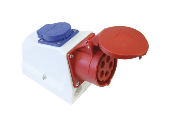 Sirox CEE wcd wandcontactdoos 16A 5p 400V met 230V wcd IP44