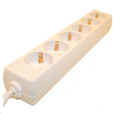 Tafeldoos 6V+RA wit + 5,0m snoer 3x1,5mm2 langwerpig