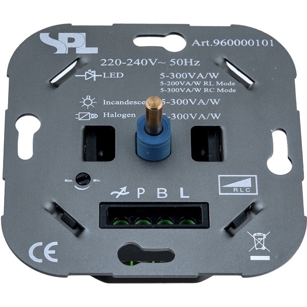 SPL LED universele druk dimmer 2-175W LED, 175W gloeilamp, 230V halogeenlamp en conventionele trafo