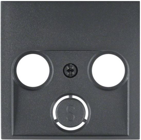 Berker S.1, B.3, B.7 inzetplaat centrale antenne CAI 2 en 3 gats antraciet RAL 7021 mat