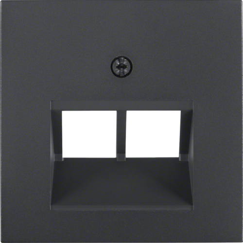 Berker S.1, B.3, B.7  inzetplaat 2 voudig 45° RJ11, RJ12, RJ45 antraciet RAL 7021 mat