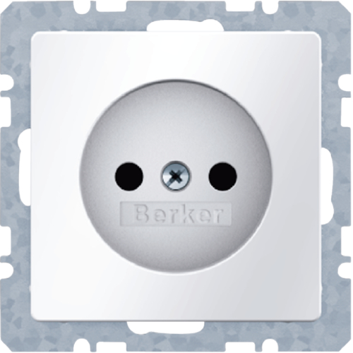 Berker Q.1, Q.3, Q.7 wandcontactdoos 1 voudig zonder randaarde, insteek zonder spreidklemmen polarwit RAL9010 zijdeglans